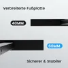 Comparison image showing two different widths of a desk leg base, labeled in millimeters. Produktbild-Vorschau