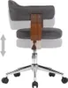 vidaXL Otočná kancelářská židle Grey Bent Wood and Fabric Náhled obrázku produktu 3