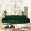 vidaXL Schlafsofa 2-Sitzer mit 2 Kissen Dunkelgrün Samt Produktbild-Vorschau 2