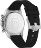 Close-up view of the back of a watch with a black strap. Produktbild-Vorschau