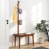 appendiabiti 3 in 1 con panca, albero da corridoio in legno Anteprima dell’immagine prodotto 4