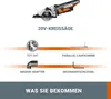 Diagram showing a cordless circular saw and its accessories. Produktbild-Vorschau