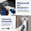 Collage of images showing a steam cleaner being used and its accessories. Produktbild-Vorschau