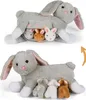 Maman lapin avec ses bébés peluche Mamanimals 26 cm Voir les images du produit 1