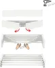 Instructional steps for assembling a wall-mounted drying rack. Produktbild-Vorschau