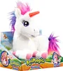 A plush unicorn toy in its packaging, with colorful mane and tail, and a red horn. The packaging features graphics of a butterfly and a child playing with the toy. Produktbild-Vorschau