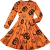 A Halloween-themed dress with pumpkins, spiderwebs, and bats printed on it. Anteprima dell’immagine prodotto