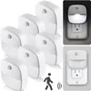 A collage of images showing LED night lights with motion sensors, including a product shot and in-use examples. Náhľad obrázku produktu