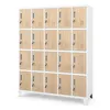 A white metal locker unit with 20 wooden-effect doors, shown against a white background. Voir les images du produit