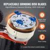 Close-up of a concrete grinder's grinding disk with feature callouts. Produktbild-Vorschau
