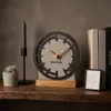 Modern standuhr tischuhr klein aus Holz Eiche Wohnzimmer Produktbild-Vorschau 6