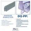 A comparison of two types of shower seals, highlighting the features of one over the other. Produktbild-Vorschau