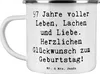 Mr. & Mrs. Panda Emaille Tasse Spruch 97. Geburtstag - Weiß Produktbild-Vorschau 1