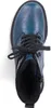A top-down view of a blue lace-up boot. Voir les images du produit