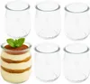 A set of six clear glass jars, with one jar filled with tiramisu and garnished with mint. Náhled obrázku produktu