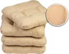 A stack of four beige seat cushions, with a close-up inset showing the fabric texture. Produktbild-Vorschau