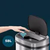 A hand is shown activating the sensor on a stainless steel trash can with a blue Wi-Fi symbol overlay. Náhľad obrázku produktu