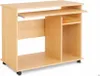 A light wood computer desk with a pull-out keyboard tray and storage compartments, shown on a white background. Produktbild-Vorschau