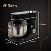 A black and silver kitchen mixer with dimensions indicated by white arrows and text. Produktbild-Vorschau