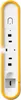 A close-up, top-down view of a white and yellow electrical power strip with multiple outlets. Produktbild-Vorschau
