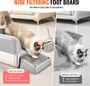 A split image showing a cat using a litter box with a footboard on the left and a cat using a litter box without a footboard on the right. Náhľad obrázku produktu