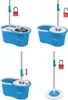 A collage of four images showing a spin mop and bucket system in different stages of use. Podgląd zdjęcia produktu