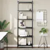 Libreria 6 ripiani Nero 60x30x188 cm Materiale a base di Anteprima dell’immagine prodotto 2