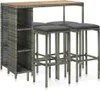 5-tlg. Gartenbar-Set mit Kissen Poly Rattan Grau Produktbild-Vorschau 1