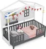 GOPLUS Kinderbett 90x200 cm, Hausbett Kinder mit Produktbild-Vorschau 1