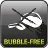 A graphic representing a bubble-free screen protector with text. Produktbild-Vorschau