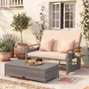 KOMFOTTEU Sonnenliege Rattan, Gartenliege mit Ottomane, Produktbild-Vorschau 4