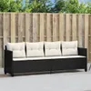 vidaXL Sonnenliege mit Kissen Schwarz Poly Rattan Produktbild-Vorschau 2