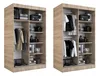 Two open wardrobes filled with clothing and luggage. Produktbild-Vorschau