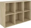 A product image of a wooden shelving unit with six compartments. Produktbild-Vorschau