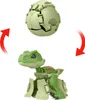 A toy dinosaur in its transformed egg state and its transformed dinosaur state, with arrows indicating the transformation. Anteprima dell’immagine prodotto