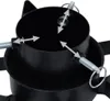 A close-up view of a black Christmas tree stand, showing the adjustable mechanism with arrows indicating movement. Náhled obrázku produktu
