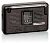 The back of a black portable radio is shown against a light gray background. Produktbild-Vorschau