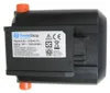 A black battery pack with an orange cap and a label showing product information. Produktbild-Vorschau