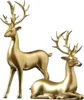 Two golden deer figurines, one standing and one lying down, against a white background. Produktbild-Vorschau