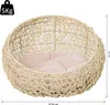 PawHut Katzenbett aus Rattan Katzenhöhle mit Kissen Produktbild-Vorschau 3