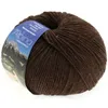 A ball of brown yarn with a label wrapped around it. Produktbild-Vorschau