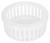 A white plastic basket with a perforated bottom and sides, designed for draining or holding items. Produktbild-Vorschau
