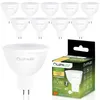 A collage of LED light bulbs and their packaging. Produktbild-Vorschau
