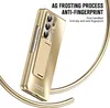 A gold-colored phone case with a kickstand is shown against a white background, with decorative gold rings. Náhled obrázku produktu