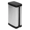 A slim trash can with a black lid and base, and a silver body. Náhled obrázku produktu