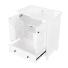 A white bathroom vanity with the doors and drawer open, showing the interior storage space and ceramic sink. Náhled obrázku produktu