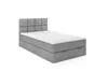 A single bed with a gray upholstered base and headboard, and a white mattress on top, presented against a white background. Podgląd zdjęcia produktu