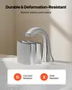 A close-up marketing image of a stainless steel faucet with layered cutouts showing its material composition, set against a neutral background. Icons and text highlight its features. Podgląd zdjęcia produktu