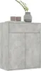 A modern gray cabinet with a drawer and two doors, topped with a vase of plants and two small decorative items. Anteprima dell’immagine prodotto