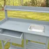 Table de jardin Table à plantes grise 117 x 45 x 121 cm Voir les images du produit 6